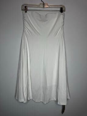 OGLmove Pure White Flowy Side Ruched A-Line Midi Skirt Size XS New